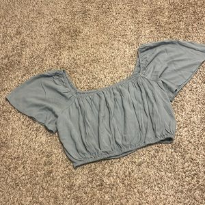 Forever 21 Womens cropped shirt, dusty blue, size medium